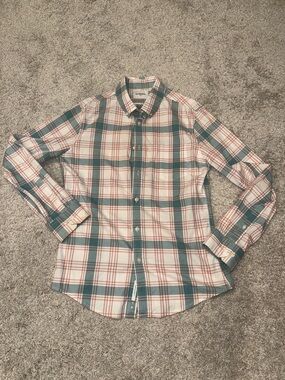 Goodfellow & Co Green and Red Plaid Long-Sleeve Button-Down Shirt